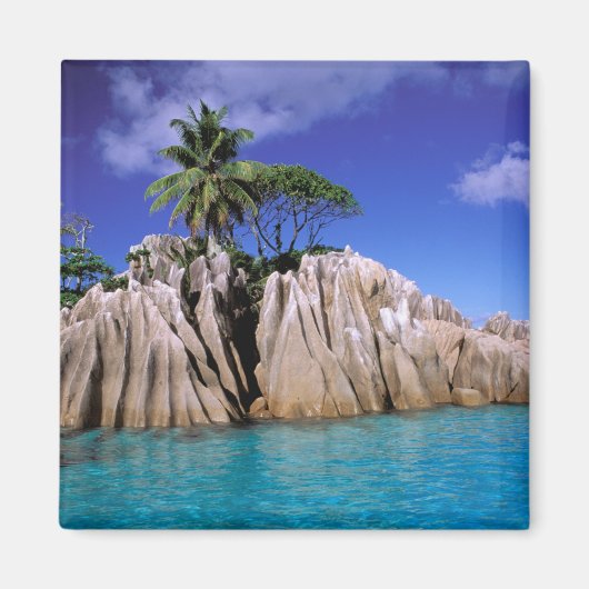 アフリカ、セーシェル、ラディグ島。グラナイト マグネット (正面)