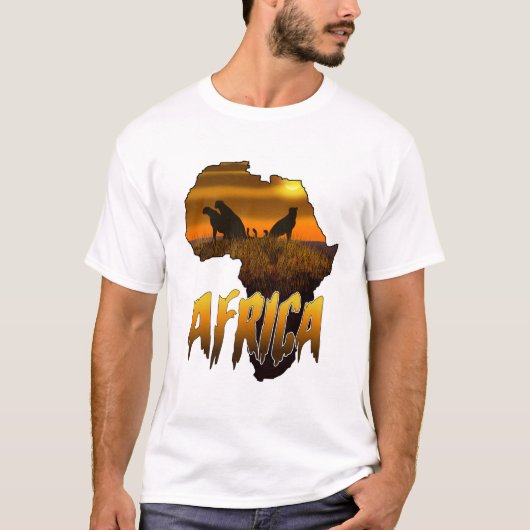 アフリカ チーター 日没 シルエット Tシャツ (正面)
