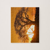 アフリカ、ボツワナ、夕日シルエットバオバブ ジグソーパズル (縦)