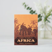 アフリカ,ヤシの木にアフリカゾウ,ヴィンテージ ポストカード (スタンド正面)