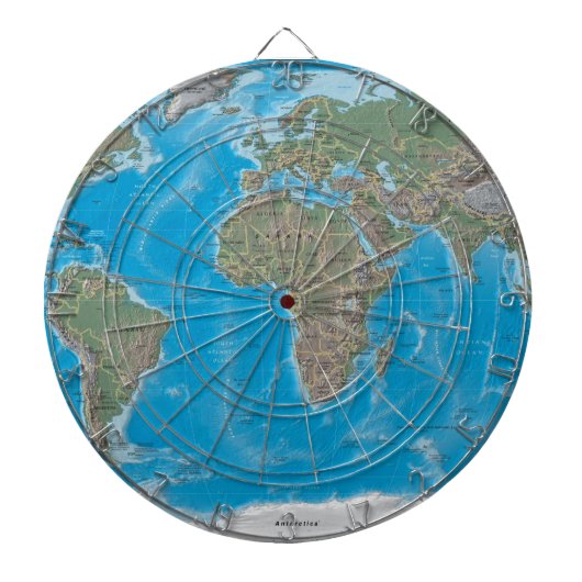 アフリカ、ヨーロッパおよび世界地図のダート盤 ダーツボード (正面)