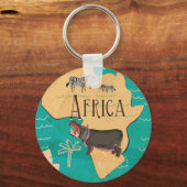 アフリカ・ヴィンテージ旅行ポスターを体験 キーホルダー (正面)