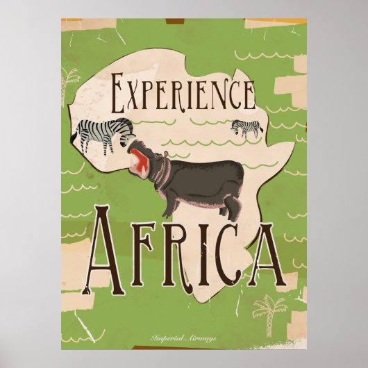 アフリカ・ヴィンテージ旅行ポスターを体験 ポスター (正面)