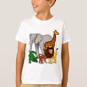 アフリカ,動物,ライオン,ゾウ,ワニ,サル Tシャツ