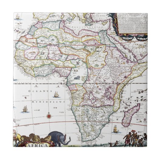 アフリカ| 1696年の地図 タイル (正面)