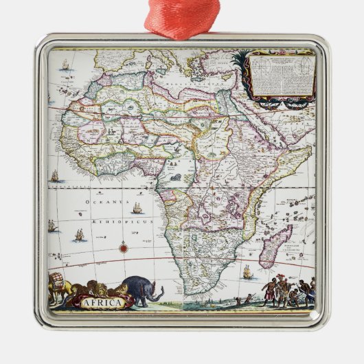 アフリカ| 1696年の地図 メタルオーナメント (正面)