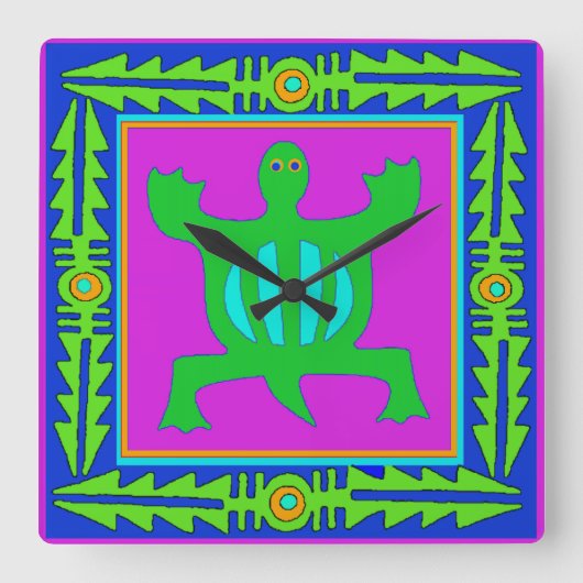 アフリカAdinkra Denkyem壁時計 – 適応性 スクエア壁時計 (正面)