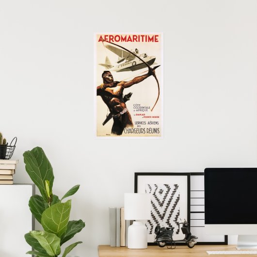 アフリカAFRICA AEROMARITIMEレトロ飛行機ポスター ポスター (ホームオフィス)