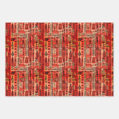 アフリカDogon Maliエスニック部族の水の色パターン ラッピングペーパーシート (正面3)