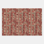 アフリカDogon Maliエスニック部族の水の色パターン ラッピングペーパーシート (正面)