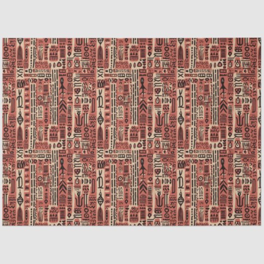 アフリカDogon Maliエスニック部族の水の色パターン 薄葉紙 (正面)