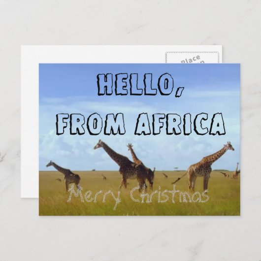 アフリカHakuna Matataからのメリークリスマスこんにちは シーズンポストカード (正面/裏面)