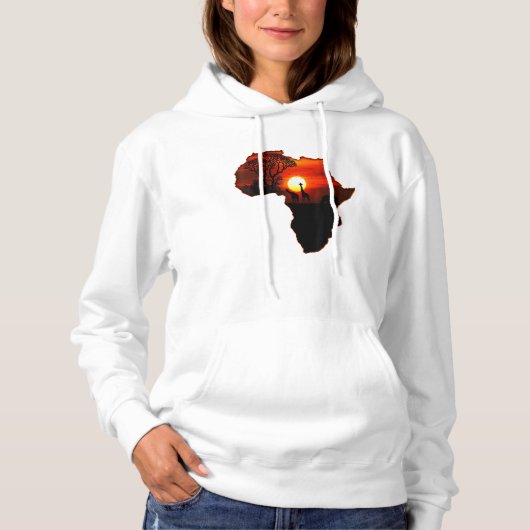 アフリカTシャツ南アフリカ太陽の地図 パーカ (正面)
