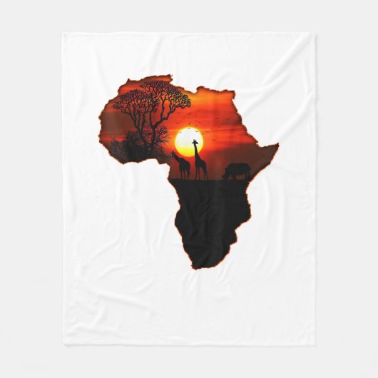 アフリカTシャツ南アフリカ太陽の地図 フリースブランケット (正面)