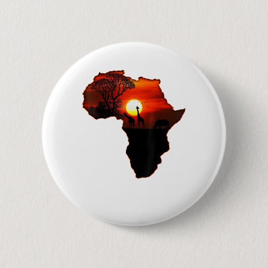 アフリカTシャツ南アフリカ太陽の地図 缶バッジ (正面)