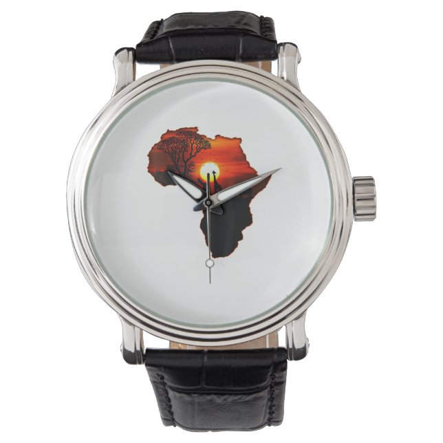 アフリカTシャツ南アフリカ太陽の地図 腕時計 (正面)