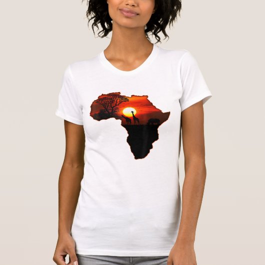 アフリカTシャツ南アフリカ太陽の地図 Tシャツ (正面)