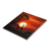 アフリカwのキリンのシルエットのオレンジ日没 タイル (側面)