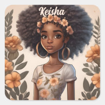 アフリパーソナライズされたカ・アメリカン・ガール・ステッカー