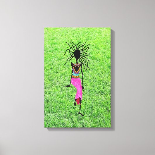 アフリモダンカ美術素晴らし、女性戦士 キャンバスプリント (正面)