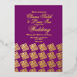 アフリモダンカ・アンカラ結婚・パープル 箔招待状