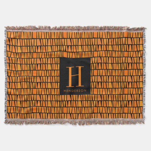 アフリ刺激を受けたカオレンジドミノパターン スローブランケット (正面)