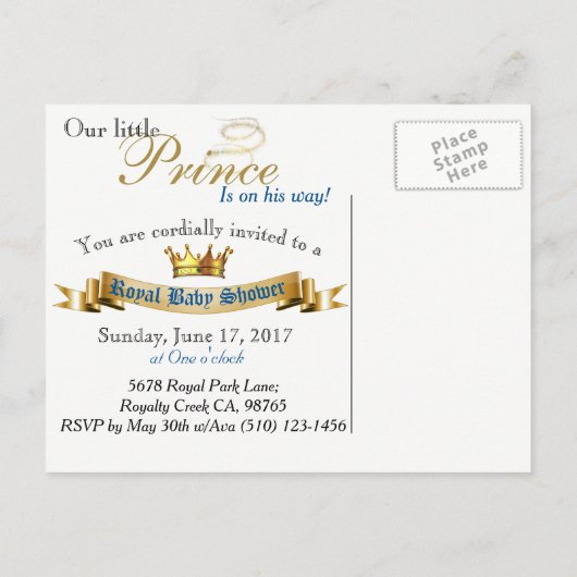 アフリ王室のカのプリンスエレガントはがき招待状 インビテーションポストカード (裏面)