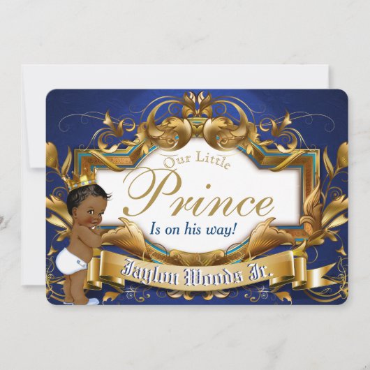 アフリ王室のカのプリンスファンシーブルーと金ゴールド請求書 招待状 (正面)