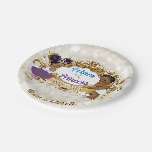 アフリ王室のカの王子またはプリンセス|紫と青 ペーパープレート (アングル)