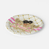 アフリ王室のカプリンセスピンク|金ゴールド・ベビー・シャワー紙 ペーパープレート (アングル)