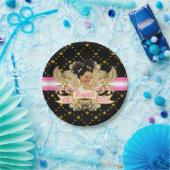 アフリ王室のカプリンセスピンク|金ゴールド・ベビー・シャワー ペーパープレート (パーティー)