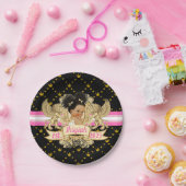 アフリ王室のカプリンセスピンク|金ゴールド・ベビー・シャワー ペーパープレート (パーティー)