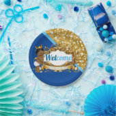 アフリ王室のカンプリンスブルー&金ゴールドエレガントグリッター ペーパープレート (パーティー)