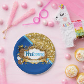 アフリ王室のカンプリンスブルー&金ゴールドエレガントグリッター ペーパープレート (パーティー)