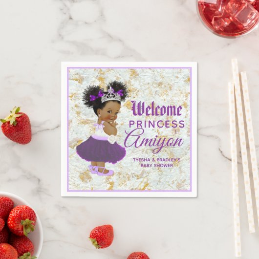 アフリ王室のンパープルプリンセスエレガント大理石 スタンダードカクテルナプキン (インサイチュ)