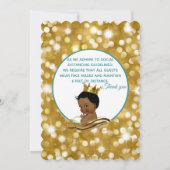 アフリ王室のンプリンスティール(緑がかった色)&金ゴールドグリッターファンシー 招待状 (裏面)