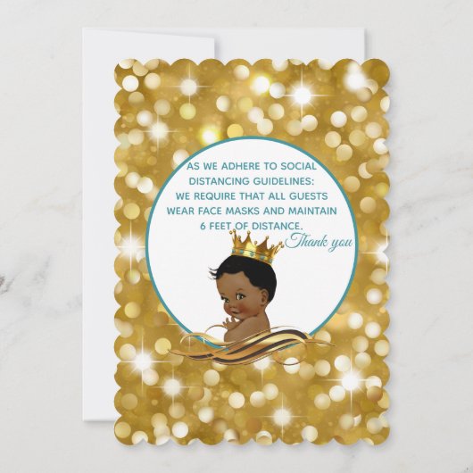 アフリ王室のンプリンスティール(緑がかった色)&金ゴールドグリッターファンシー 招待状 (裏面)