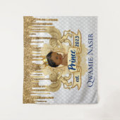 アフリ王室のンプリンス金ゴールドグリッタードリップバック タペストリー (正面)