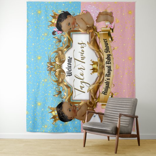 アフリ王室のンプリンス&プリンセスブルー |ピンク金ゴールド タペストリー (インサイチュ)