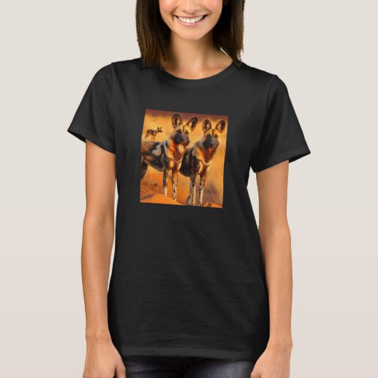 アフリ色彩の鮮やかカ犬アフリカ野犬の動物1 Tシャツ (正面)