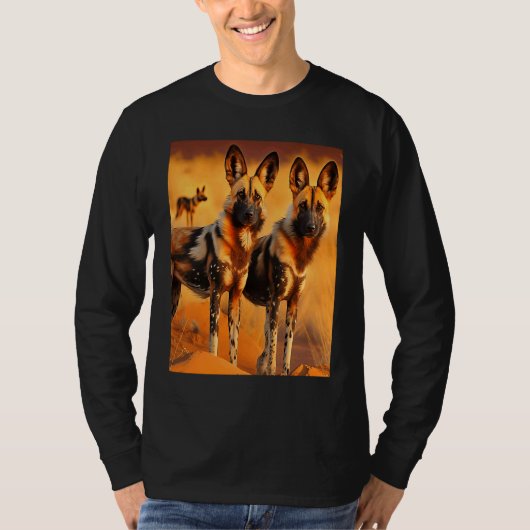アフリ色彩の鮮やかカ犬アフリカ野犬の動物1 Tシャツ (正面)