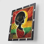 アフリ芸術的カインスパイアデザイン鮮やか型 スクエア壁時計 (傾斜)