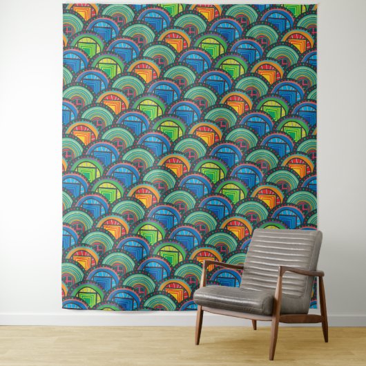 アフリ鮮やかカの織物:混合パタはかりで測ーン タペストリー (インサイチュ)