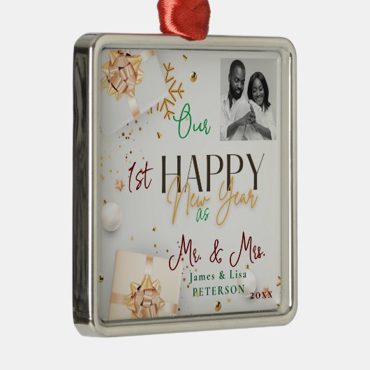 アフルアマー。私たちの初めての新年を迎えるそしてミセス メタルオーナメント (右)