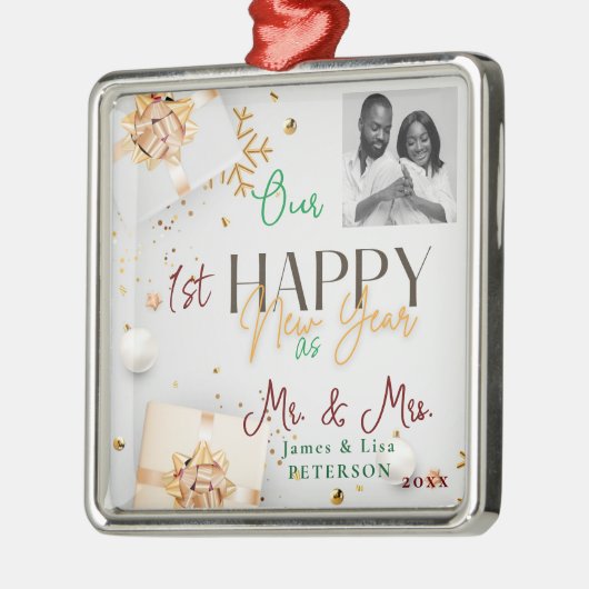 アフルアマー。私たちの初めての新年を迎えるそしてミセス メタルオーナメント (左)