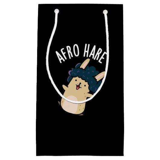 アフロおもしろいハレうさぎAfro Pun Dark BG スモールペーパーバッグ (正面)