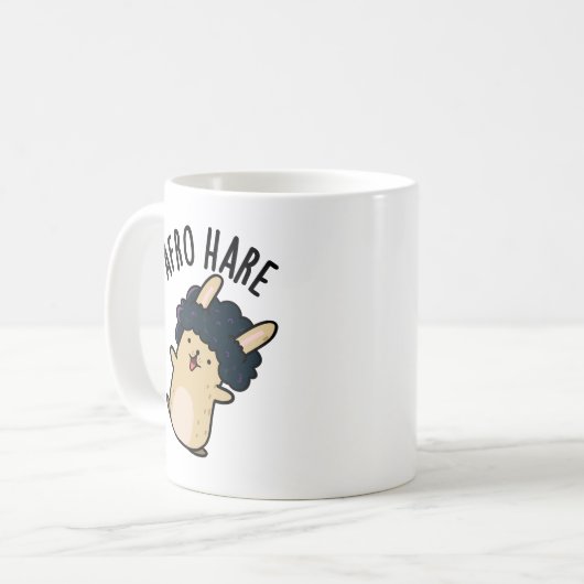 アフロおもしろいプリン付きアフロうさぎ コーヒーマグカップ (正面左)