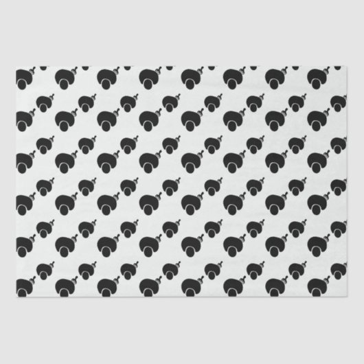 アフロとピック白黒ティッシュペーパー 薄葉紙 (正面)