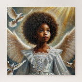 アフロと小さな黒い女の子の天使 ジグソーパズル (縦)