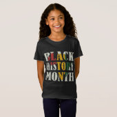 アフロのアフリカ地図と黒い歴史月 Tシャツ (正面フル)